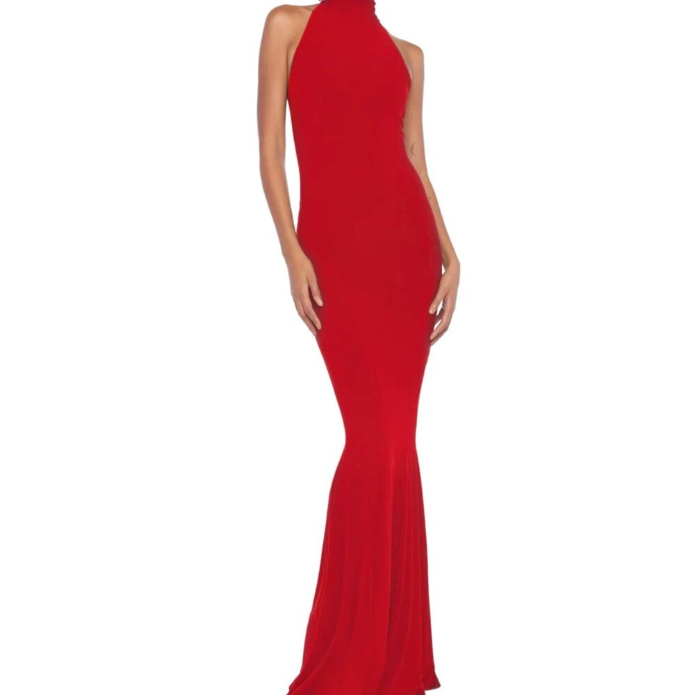 Norma Kamali Red Halter Mermaid Wedding Dress